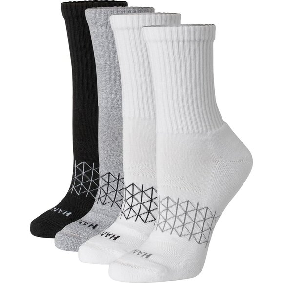 Women Grey Cushioned Absolute Active Crew Seamless Toe 4 Pair Socks - Picture 1 of 5
